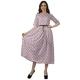 thumbnail image 2 of Moomaya Short Sleeve Midi Dress Printed Pleated Scoop Neck Elegant Work Dress, 2 of 6
