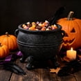 thumbnail image 6 of Witch Cauldron Planter, 8 Inch Resin Gothic Black Decorative Flowerpot, Festive Spooky Candy Bowl, Multi-Purpose for Entryway Tabletop Holiday Layout, 6 of 8