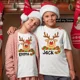 thumbnail image 1 of Camiseta navideña personalizada con ciervo para niños, ropa personalizada con nombre para niños, camisetas para niños y niñas, atuendo de fiesta, camiseta a juego para hermanos, 1 of 5