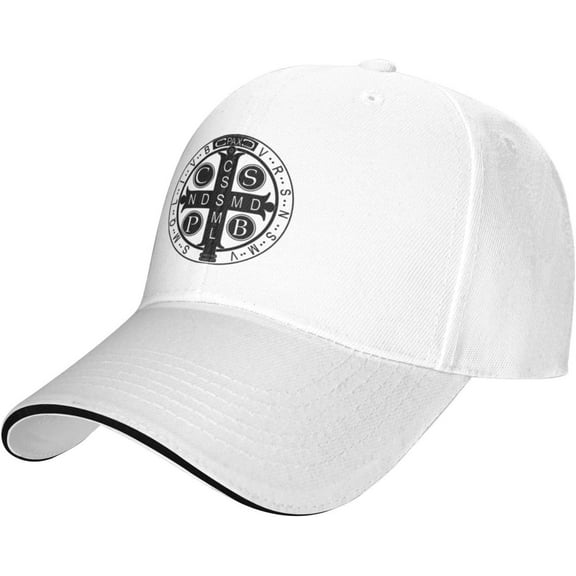 Saint Benedict Medal Unisex Baseball Cap Vintage Men Women Low Profile Dad Hat Adjustable,White