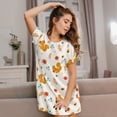 thumbnail image 3 of Kdxio Squirrel Maple Leaves And Nuts Pattern Womens Short Sleeve Sleepshirt Scoopneck Cute Nightdress Ruffle Comfy Nightgown, 3 of 6