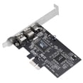 thumbnail image 2 of Black PCI-E Firewire Controller Card with 2x 1394b (6 Pin) and 1x 1394a (4 Pin) Ports, Supports 800/400/200/100Mbps Data Transfer Rates, Compatible with Desktop Computers, Model FG-EFWB-V1T-003BI,, 2 of 6
