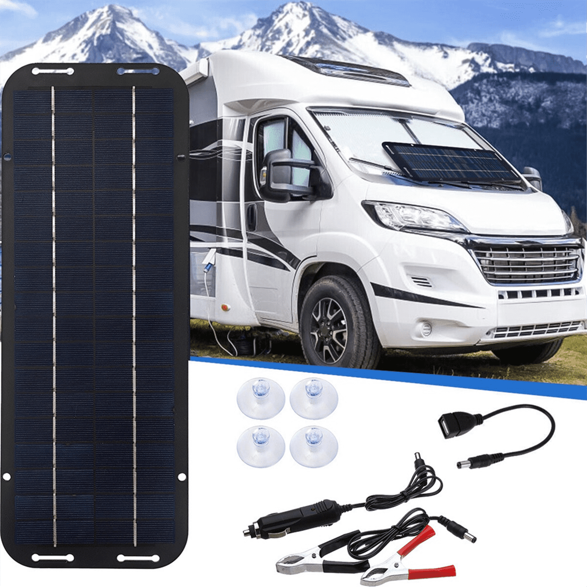 10W Solar Panel Kit 12V Waterproof Solar Trickle Charger Portable Solar Powered Charger Car Battery Maintainer