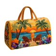 thumbnail image 2 of Quilted Embroidered Travel Duffel Bag 16x8x8 Inch, Compact Overnight Bag with Padded Handles, Gym Yoga Tote, Vacation Carry-On Bag, 2 of 7