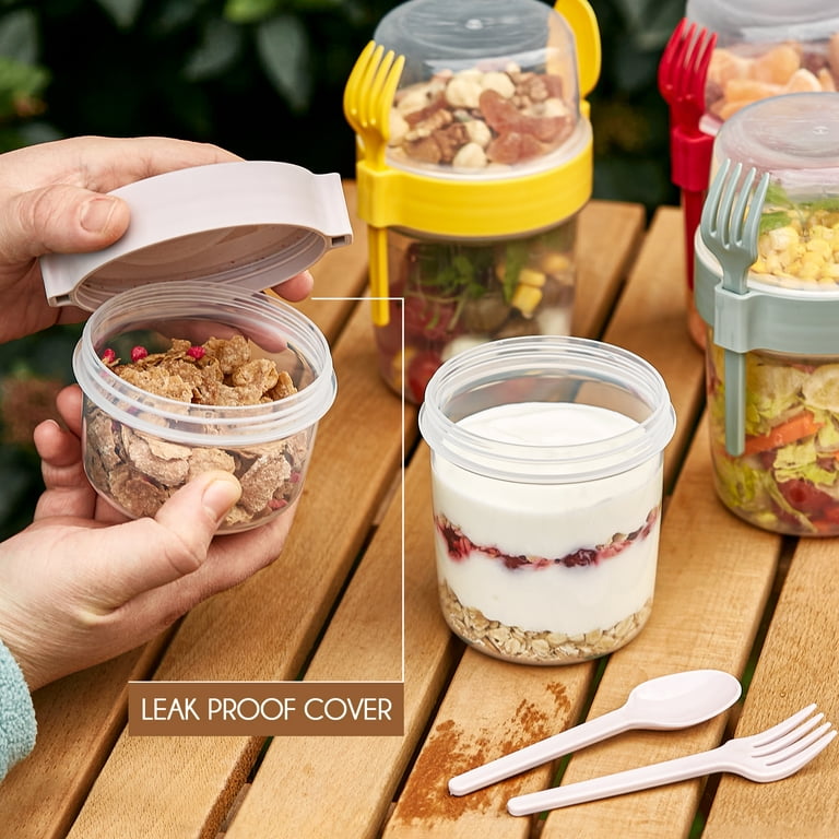 Crystalia Yogurt Parfait Cups with Lids, Plastic Bowls with Spoon for Snack  Box, Reusable Set of 4 (Large 22 oz) 