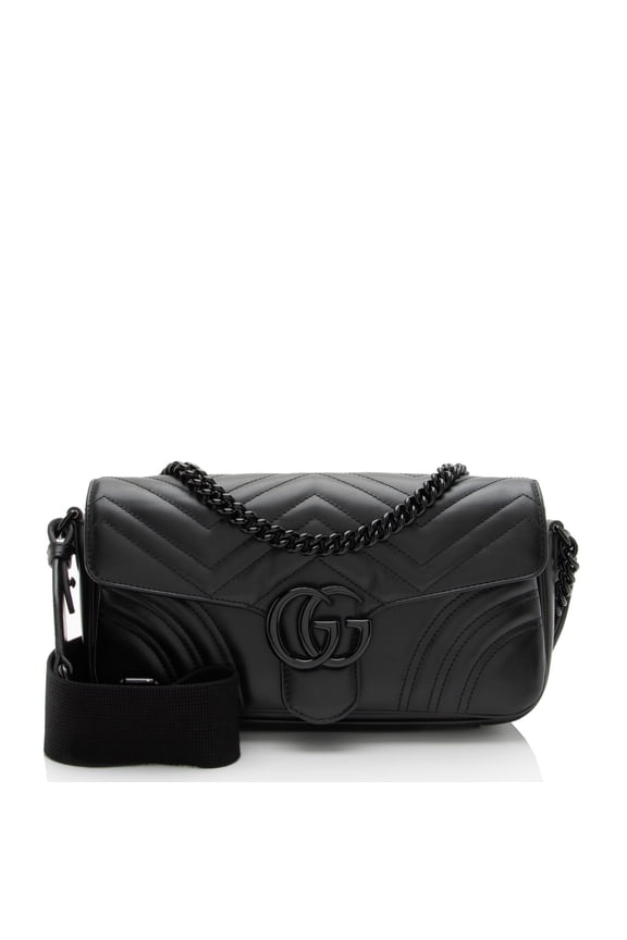 Pre-Owned Gucci Matelasse Leather GG Marmont Monochrome Small Flap Bag