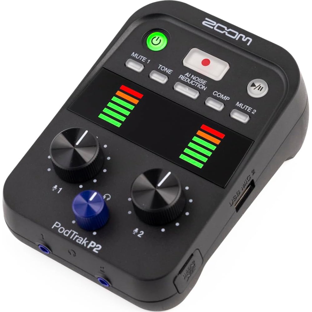 Zoom PodTrak P2 Dual USB Mic Portable Podcast Recorder
