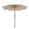 thumbnail image 1 of Costway Parasol de Marché pour Table de Patio de 10 Pi avec 112 DEL Solaires, Manivelle Inclinable, Extérieur, Beige, 1 of 10