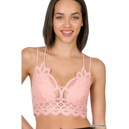 

TheLovely Women & Plus Crochet Sexy Lace Bralette Smocking Back Bra with Removable Bra Pads
