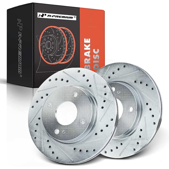 A-Premium 10.15 Inch (258mm) Front Drilled and Slotted Disc Brake Rotors Set Compatible with Select Ford Models - Fiesta 2011-2019 2-PC Set