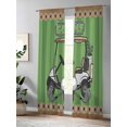 thumbnail image 4 of Sheer Curtains 84 Inches Long, Golf Balls Light Filtering Window Curtains for Living Room/Bedroom, Green Sports Art Truck Brown Lattice Rod Pocket Voile Sheer Curtain Drapes, 52"W x 84"L, 2 Panels, 4 of 8