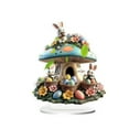thumbnail image 2 of Easter Bunny Cabin Decoration, 2D Mushroom House Egg Ornament Featuring Festive Easter Design for Home Tabletop and Holiday Display, Colorful Spring Decorative Accent Blahzhy | Red, 2 of 6