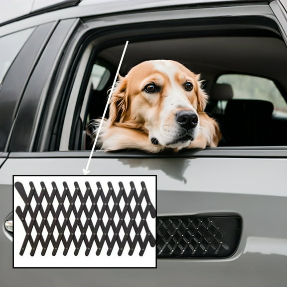 Jeffers Pet Plastic Car Window Vent, 40" – Adjustable Dog Travel Accessories for Fresh Air & Protection, Universal Fit Rear Windows, Compact Retractable, Pet Gifts for Cars, Trucks & SUV