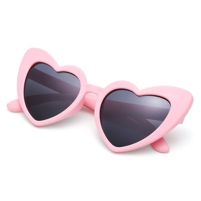 Gafas de sol COASION Kids con forma de corazón polarizado para niñas de 2 a 8 años (rosas)
