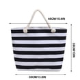 thumbnail image 3 of Hvmvliv Women Striped Canvas Beach Bag,Large Capacity Casual Tote Handbag and Shoulder Bag,Reusable Beach Purse for Beach,Travel,Shopping,Size 13.8X13in Black, 3 of 9