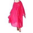 thumbnail image 2 of 35.4in 120D Chiffon Women's Belly Dance Skirt with Coins,Rose, 2 of 11