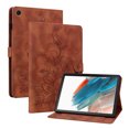 thumbnail image 2 of Case for Samsung Galaxy Tab A8 10.5 inch SM-X200/X205/X207, Embossed Flower PU Leather Flip Wallet Folio Stand Cover, Brown, 2 of 7