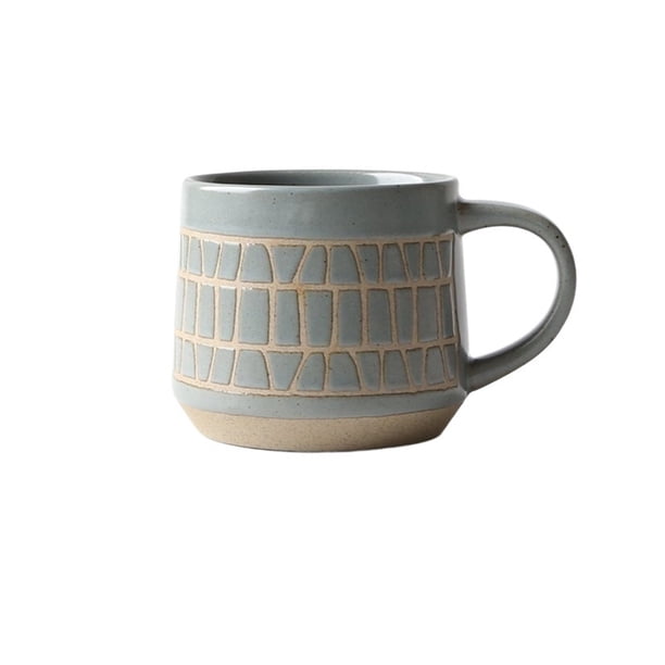Taza de café de cerámica gruesa retro for el hogar, la oficina, agua potable, leche de avena, desayuno, 450 ml
