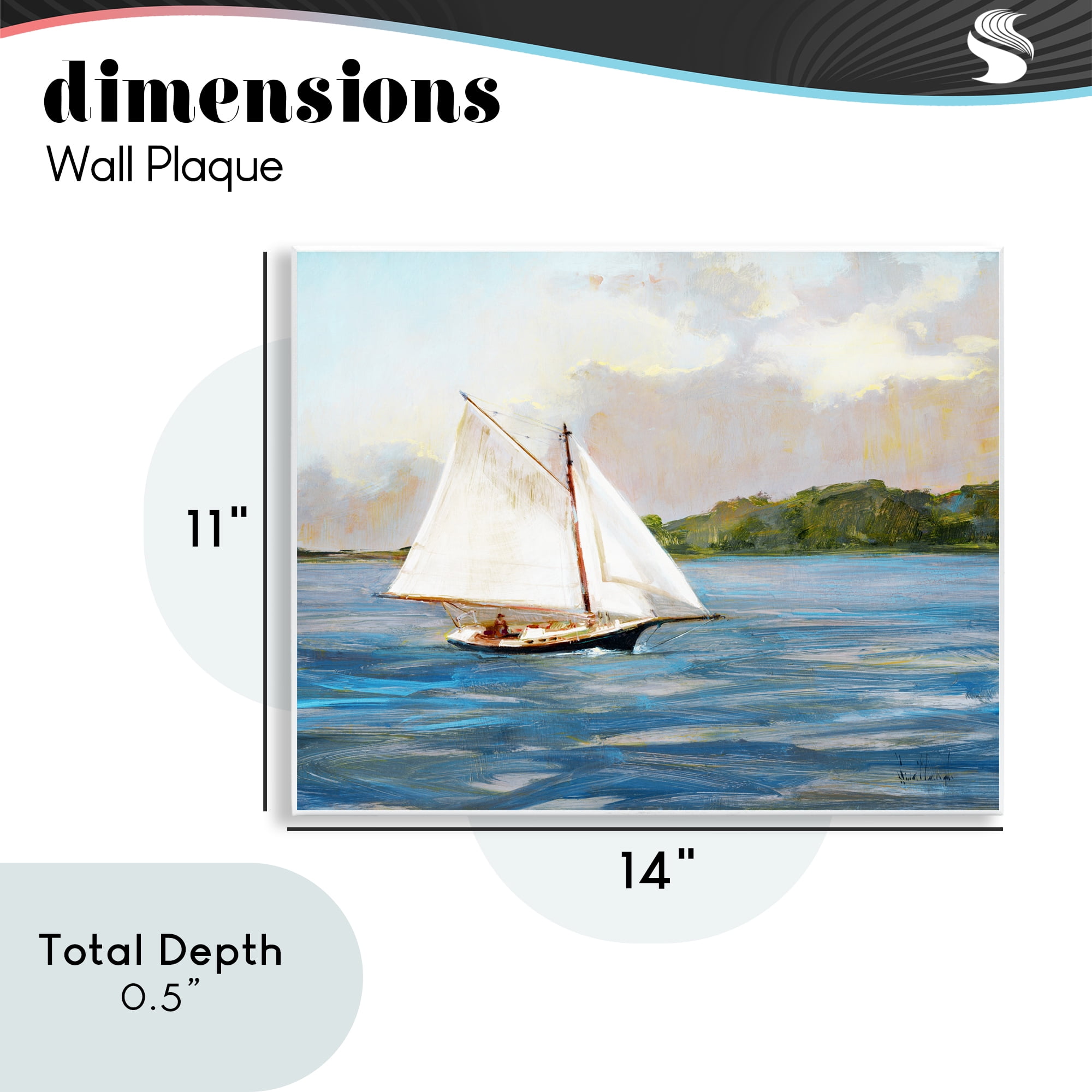 Stupell Industries White Sailboat on Calm Blue Sea Wall Plaque Art, design by Katie Swatland