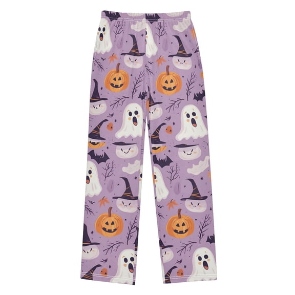 FORMRS Boys Pajama Pants with Pockets Size 6-8Y Kids Lounge Sleep Bottoms, Purple Cute Halloween