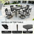 thumbnail image 3 of Outdoor Dining Table 35.5x71 Inch Aluminum Frame with Black Marble-Look Sintered Stone Top - Weatherproof Patio Furniture for Backyard, Garden & Poolside - Ember Black Tapered Legs Seats Six, 3 of 9