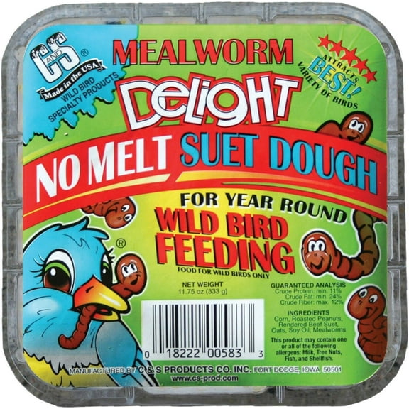 C & S Products Mealworm Delight Suet - Wild Bird Food - 11.75 oz