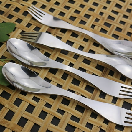 HOMOBABE 2-Pack Stainless Steel Spork Set for Camping, Picnic, Outdoor, Travel, Lightweight and