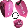 thumbnail image 2 of Pop Up Laundry Hamper Collapsible Laundry Basket Mesh Foldable Pink Dirty Clothes Hamper with Handles for Home, Bathroom, Bedroom, Travel, Cruise, 2 of 5