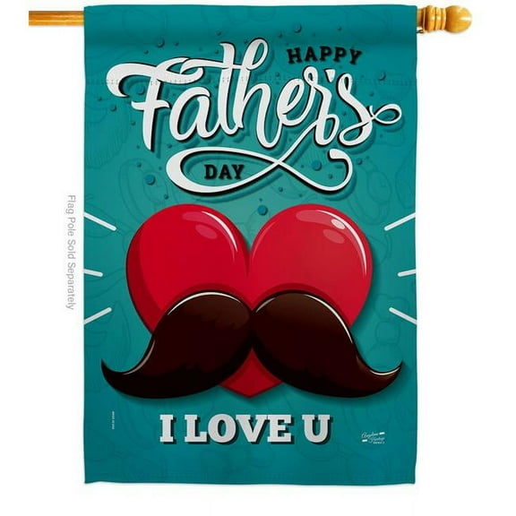Angeleno Heritage H137153-BO Dad Mustache Family Father Day 28 x 40 in. Double-Sided Decorative Vertical House Flags for Decoration Banner Garden Yard Gift