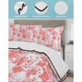 thumbnail image 4 of Red Pink Flowers Twin Size Down Alternative Comforter, Lightweight Comforter Quilt Bedding Set with Pillow Shams Watercolor Summer Botanical Floral All Seasons Bed Comforter Duvet Insert 68"x86", 4 of 7