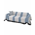 thumbnail image 2 of Geometric Blue Sofa Couch Covers for 3 Cushion Couch,Washable L Shape Sectional Sofa Covers for Loverseat/Pet/Kid,Beige Lattice Stripes Country Farmhouse Slipcover Throw Blanket Futon Cover 71x134, 2 of 8