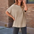 thumbnail image 4 of UQJfacai Womens Oversized Shirts Crewneck Batwing Short Sleeve Sweater Causal Tunic Tops Summer Sweaters for Women S-3XL, 4 of 7