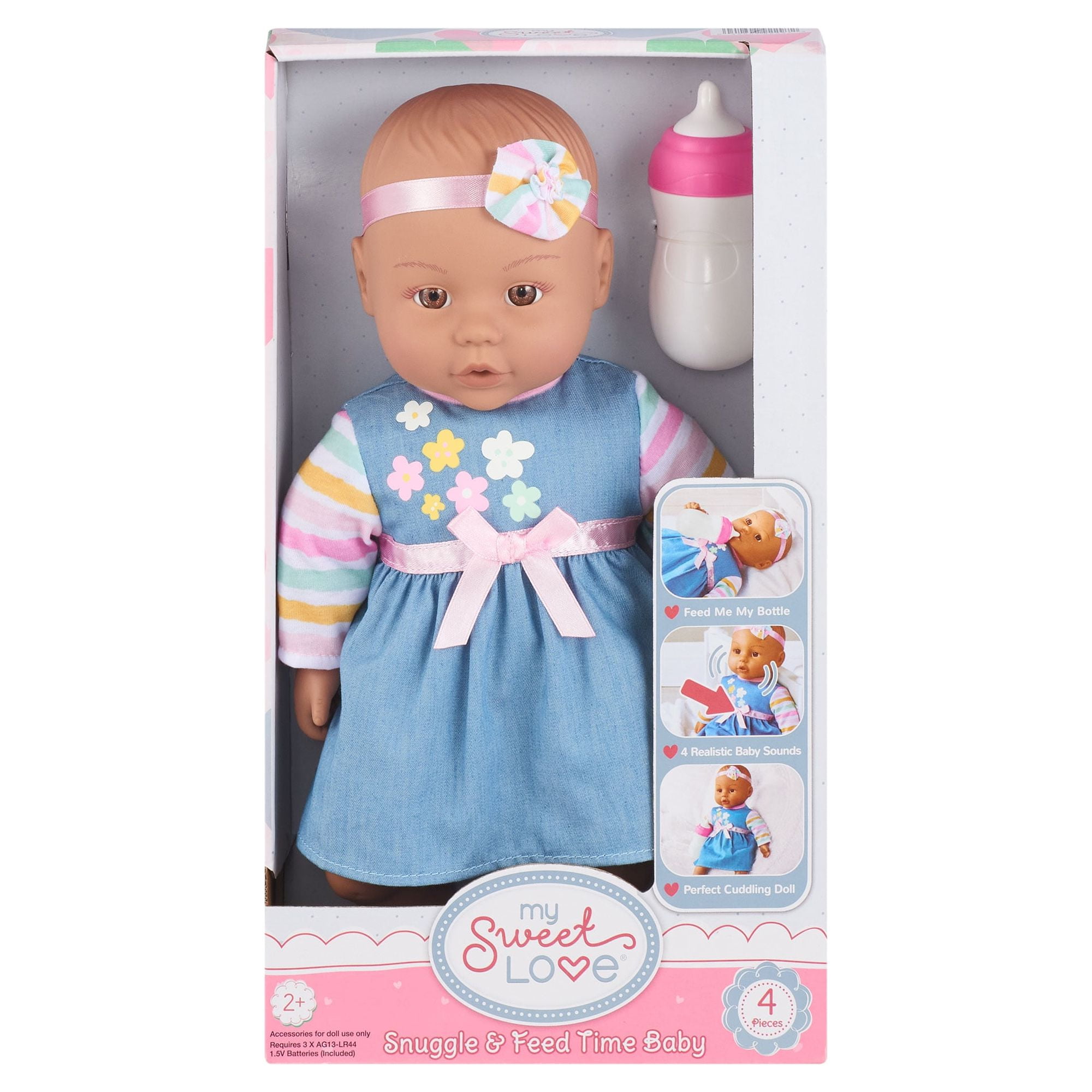My Sweet Love Snuggle & Feed Time 12.5-Inch Baby Doll with Blue Outfit