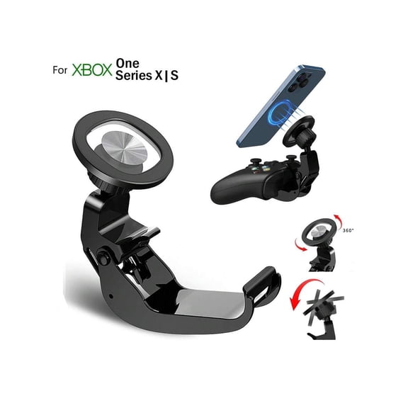 MagSafe Controller Phone Mount for Xbox Series X/S & Xbox One, Adjustable Gamepad Clip Holder for iPhone 16 15 14 13 & Android, Mobile Gaming Clamp with Magnetic Attachment