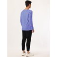 thumbnail image 4 of Camisea rayas pahombre, cuello redondo, manlarga, informal, de algodón, camiseta, top 46, rayas azul marino, 4 of 5