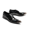 thumbnail image 5 of Santimon Men Leather Dress Shoes Crocodile Pattern Oxford Shoes Metallic Casual Shoes Gold 12 US, 5 of 7