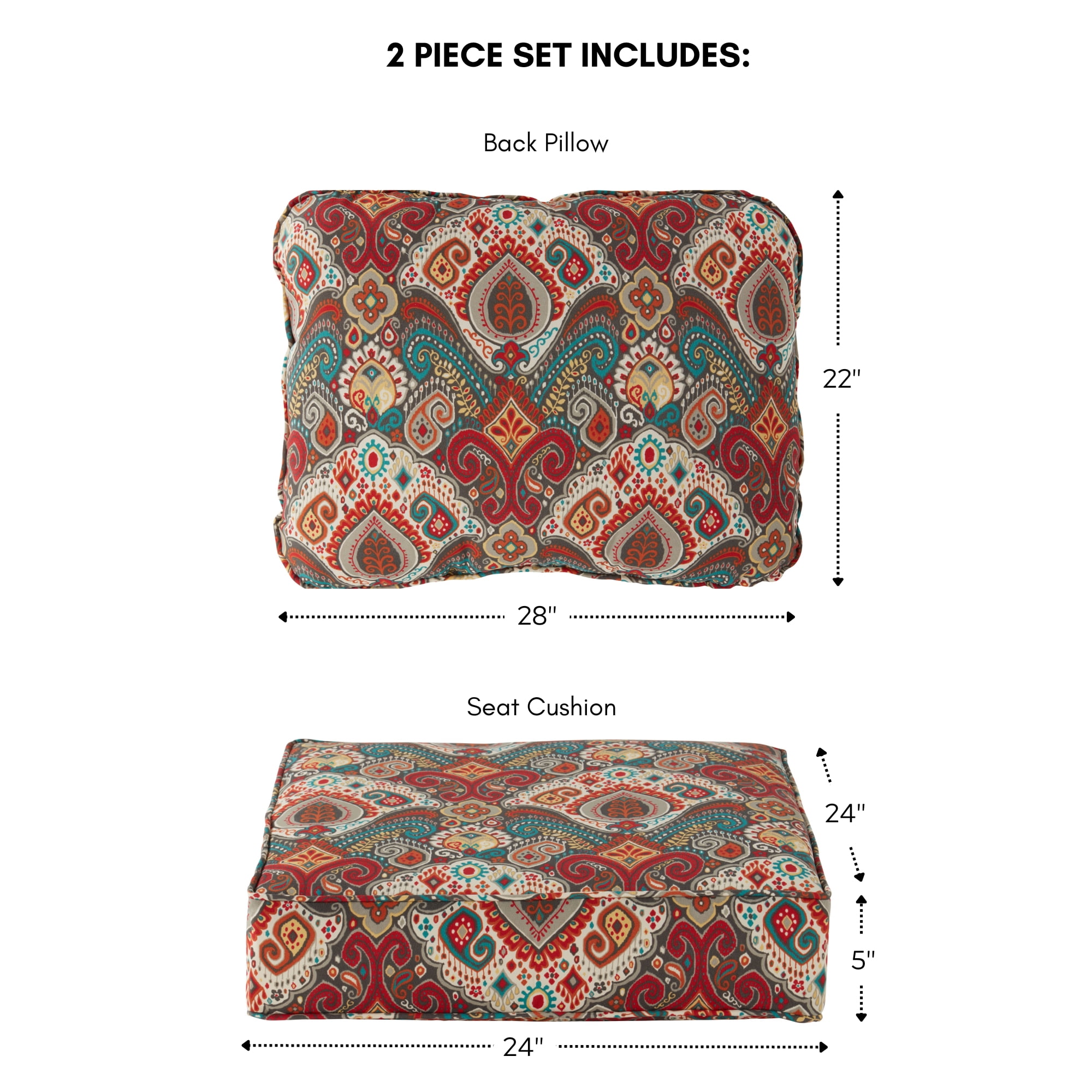 Greendale Home Fashions 24 x 24 in. Asbury Park Premium 2-Piece Deep Seat Cushion Set