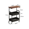 thumbnail image 2 of Ourlova 3-Tier Rolling Cart With Wooden Tabletop Utility Cart With Lockable Wheels Multipurpose Storage Organizer Trolley For Kitchen Office Bedroom Sturdy Metal Frame For Small Spaces Easy Assembly, 2 of 8