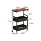 thumbnail image 2 of 3 - tier rolling cart madera tabletop: utility cart lockable wheels, multipurpose almacenamiento organizer trolley kitchen, oficina, dormitorio, sturdy metal frame small spaces, fácil montaje, 2 of 8
