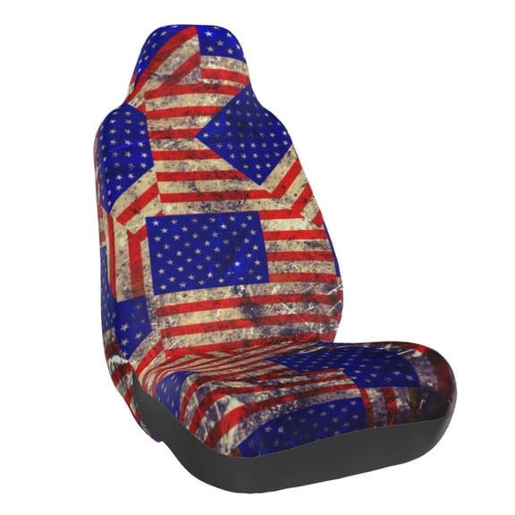 Vsdgher Vintage USA Flag for Automotive Seat Covers for Cars Trucks and SUVs, Universal Fit Anti-Slip Bucket Seat Protector for Cars,Vehicle Seat Protector for Front Seats