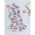 thumbnail image 3 of Arvbitana 12M 18M 24M 3T 4T 5T Toddler Girls Summer 4th of July Casual Sling Jumpsuit Sleeveless Letter Floral Print Suspender Pants, 3 of 8
