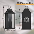 thumbnail image 7 of Lawyettle Black Outdoor Wall Light, 20.6-Inch Dusk to Dawn Sensor Exterior Lantern, Waterproof Porch Wall Sconce with 2-Light E12 Socket for Patio, Doorway, Garage, 7 of 7
