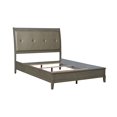 thumbnail image 5 of Transitional Style Gray Finish 1pc Queen Size Sleigh Bed Button-Tufted Faux Leather Upholstered Headboard Bedframe, 5 of 7