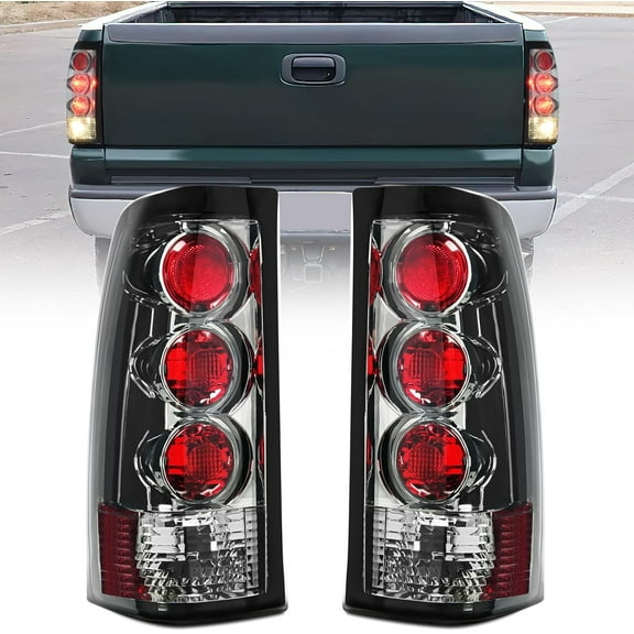 Nilight Taillight Assembly Compatible with 1999 2000 2001 2002 2003 2004 2005 2006 GMC Sierra 1999-2002 Chevy Silverado Smoke Housing Rear Lamp Replacement Only Fits Fleetside Models