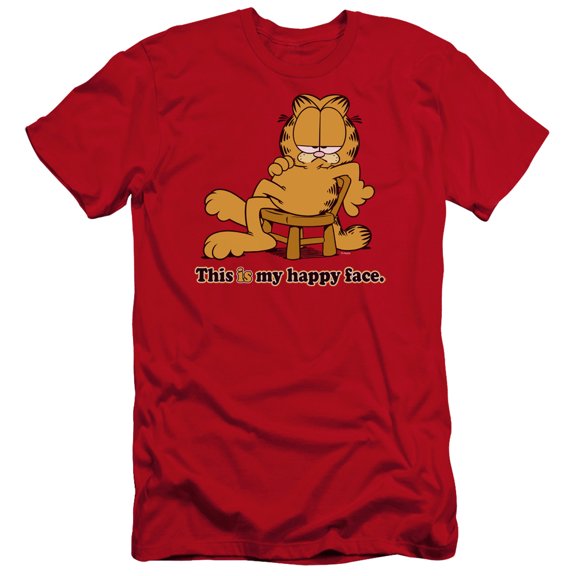 Garfield Happy Face Premium Canvas Adult Slim Fit 30/1 T-Shirt Red