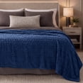 thumbnail image 4 of Bare Home Faux Shearling Blanket - Fluffy & Soft - Lightweight - Twin/Twin XL, Dark Blue - Cable, 4 of 5