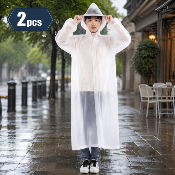 Raincoat, 2 Pack Rain Ponchos for Adults Travel Rain Jacket Packable Rain Coats for Women with Drawstring Hood