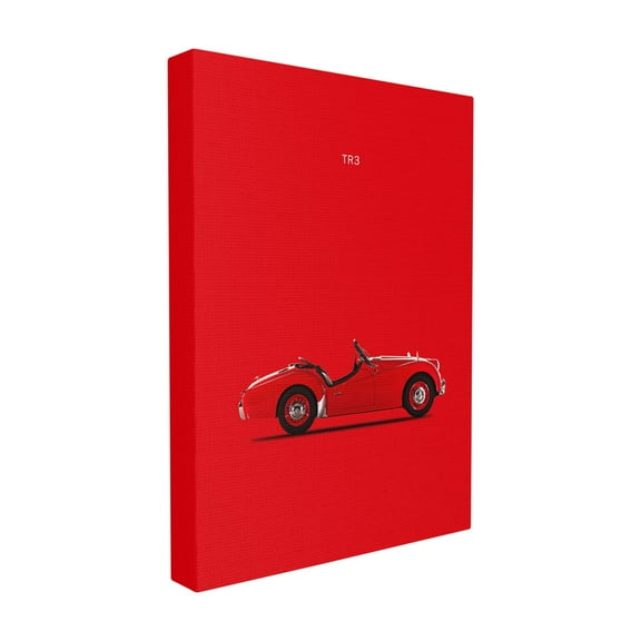 The Stupell Home Decor Collection Minimal Bright Bold and Shiny TR3 Red Car Poster Stretched Canvas Wall Art, 16 x 1.5 x 20