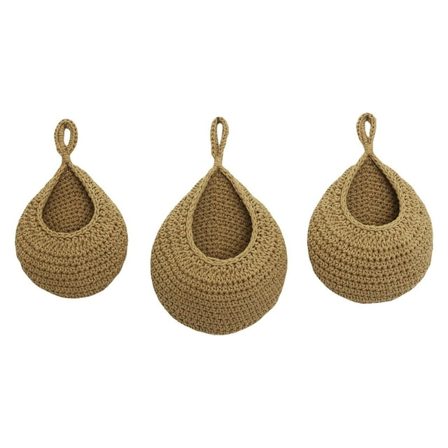 YOUMAI Storage case Hanging Baskets For Kitchen 3 Pack Wall Hanging Basket Handwoven Onion Storage Teardrop Home Onion Basket For Vegetable Potato Kitchen Storage