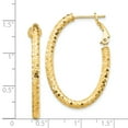 thumbnail image 3 of Primal Gold 14 Karat Yellow Gold 3mm Medium Diamond-cut Oval Omega Back Hoop Earrings, 3 of 5